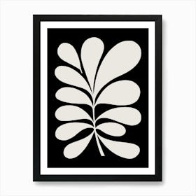 Minimal Abstract Matisse Leaf Cut-out - Black on White 1/2 1 Art Print