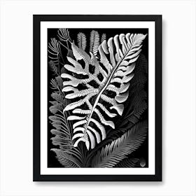 Soft Shield Fern Linocut Art Print