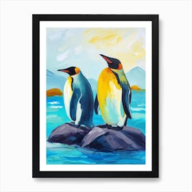 King Penguin Sea Lion Island Colour Block Painting 2 Art Print