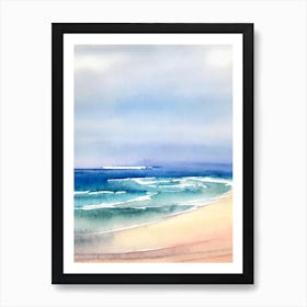 Fistral Beach 2, Cornwall Watercolour Art Print