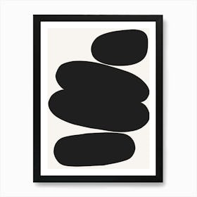 Abstract Bauhaus Shapes Black Art Print