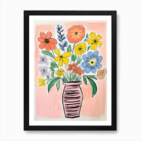 Flower Painting Fauvist Style Flax Flower 2 Art Print