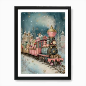 Santa'S Train Art Print