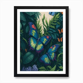 Butterflies In The  Monteverde Cloud Forest Art Print