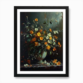 Baroque Floral Still Life Evening Primrose 2 Art Print