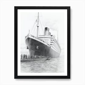 Titanic Onboarding Pencil Illustration 5 Art Print