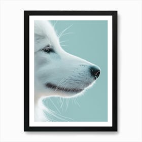 White Dog Portrait.Generated AI. Wall Art Print Art Print