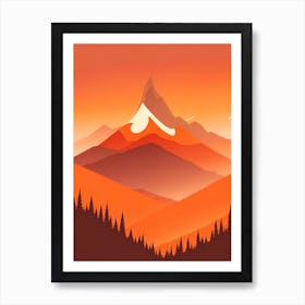 Misty Mountains Vertical Composition In Orange Tone 156 Art Print