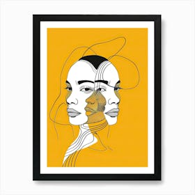 Line Art Intricate Simplicity In Yellow 6 Art Print