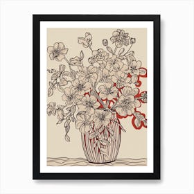 Floral Still Life Sketch Line Art 11 Art Print