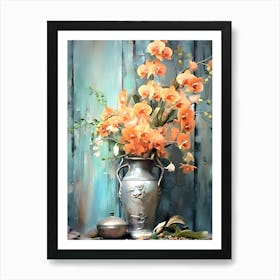 Orange Flowers In A Vase 1 Art Print