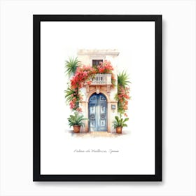 Palma De Mallorca, Spain   Mediterranean Doors Watercolour Painting 3 Poster Art Print