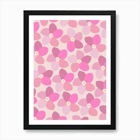 Retro Flowers Pink Art Print