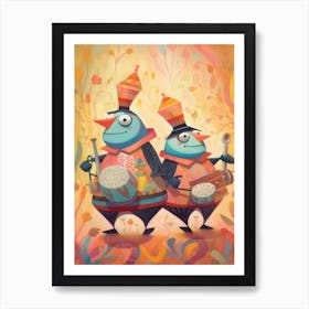 Alice In Wonderland Colourful Storybook Tweedle Dee And Tweedle Dum Art Print