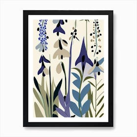 Larkspur Wildflower Modern Muted Colours Art Print