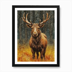 Elk In The Woods Art Print