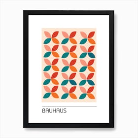 Bauhaus Geometric Flowers Orange Red Art Print