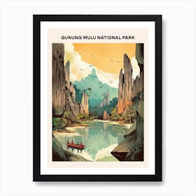 Gunung Mulu National Park Midcentury Travel Poster Art Print