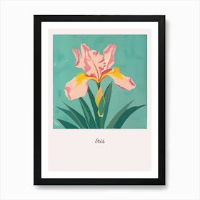 Iris 3 Square Flower Illustration Poster Art Print