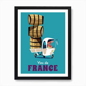 Vins De France Poster Teal Art Print