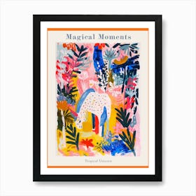 Abstract Colourful Unicorn In Tropical Leaves Poster Art Print