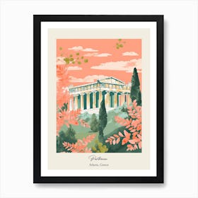 Parthenon   Athens, Greece   Cute Botanical Illustration Travel 2 Poster Art Print