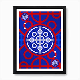 Geometric Abstract Glyph in White on Red and Blue Array n.0092 Art Print