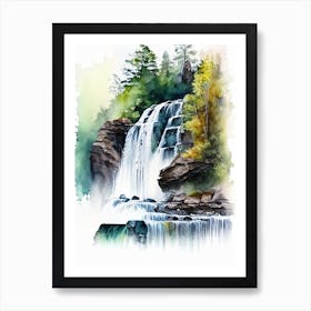 Jägala Waterfall, Estonia Water Colour  Art Print