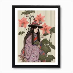 Katakuri Dogtooth Violet 2 Vintage Japanese Botanical And Geisha Art Print