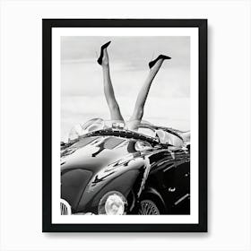 High Heels In Classic Car Black And White Vintage Photo Art Print