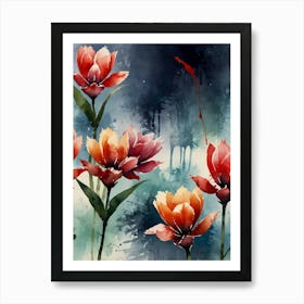 Watercolor Tulips Art Print