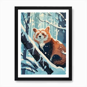 Winter Red Panda 1 Illustration Art Print