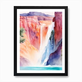 Havasu Falls, United States Water Colour  (2) Art Print