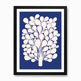 Beige Tree On Blue Art Print