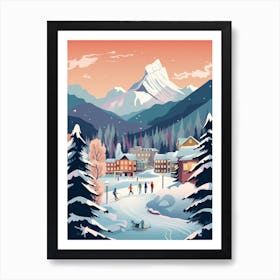 Winter Travel Night Illustration Banff Canada 1 Art Print