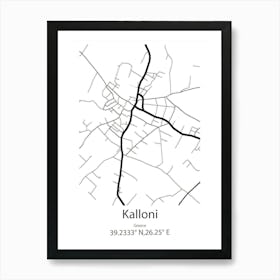 Kalloni,Greece Minimalist Map Art Print