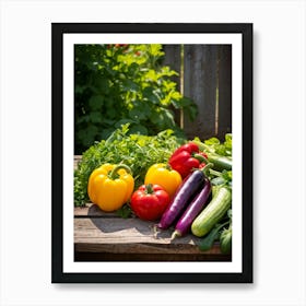 Assorted Vegetables Straight From The Garden Rich In Color And Variety Including Vibrant Red Tomat (1) Art Print