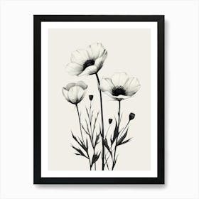 Black And White Flower Painting Art Print