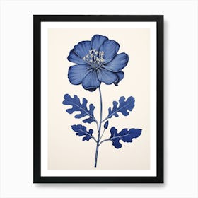 Blue Botanical Portulaca Art Print