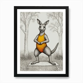 Kangaroo Yoga 4 Art Print