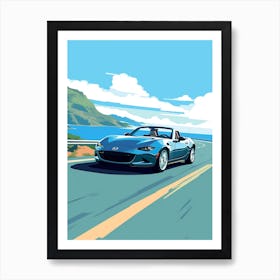 A Mazda Mx 5 Miata In Causeway Coastal Route Illustration 4 Art Print