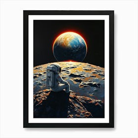 Astronaut Looking At The Earth Art Print