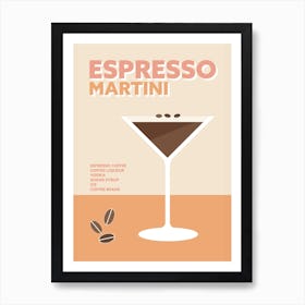 Espresso Martini Cocktail Yellow Colourful Coffee Wall Art Affiche