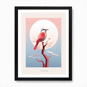 Minimalist Kingfisher 4 Bird Poster Art Print