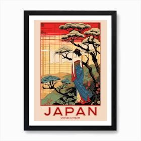 Oirase Stream, Visit Japan Vintage Travel Art 1 Art Print