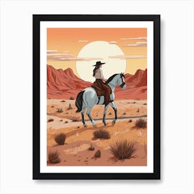 Cowgirl Riding A Horse In The Desert 11 Art Print