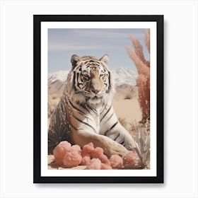 Cosmic tiger portrait in the glittering desert 1 Art Print