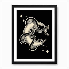 Witchy Serpent Moon Art Print Art Print