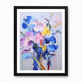 Abstract Flower Painting Periwinkle 1 Art Print