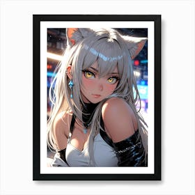 Anime Girl With Cat Ears 4 Art Print